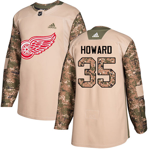 Adidas Red Wings #35 Jimmy Howard Camo Authentic Veterans Day Stitched Youth NHL Jersey